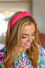 Load image into Gallery viewer, French Rose Ribbed Knit Top Knot Headband