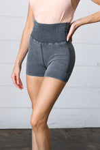 Load image into Gallery viewer, Black Washed Seamless High Waisted Eyelet Shorts