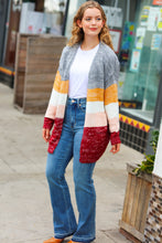 Load image into Gallery viewer, Fall For You Grey & Camel Color Block Open Cardigan