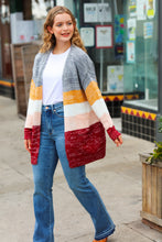 Load image into Gallery viewer, Fall For You Grey & Camel Color Block Open Cardigan