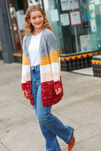 Load image into Gallery viewer, Fall For You Grey & Camel Color Block Open Cardigan