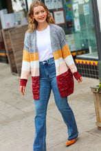 Load image into Gallery viewer, Fall For You Grey & Camel Color Block Open Cardigan
