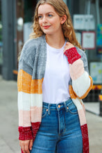 Load image into Gallery viewer, Fall For You Grey & Camel Color Block Open Cardigan