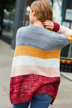 Load image into Gallery viewer, Fall For You Grey & Camel Color Block Open Cardigan