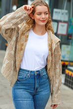 Load image into Gallery viewer, All of Me Taupe Two Tone Collared Open Cardigan