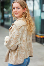 Load image into Gallery viewer, All of Me Taupe Two Tone Collared Open Cardigan