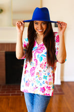 Load image into Gallery viewer, Blue Felt Hard Rim Fedora Hat