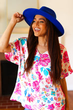 Load image into Gallery viewer, Blue Felt Hard Rim Fedora Hat