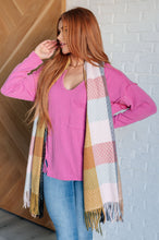 Load image into Gallery viewer, Keep Me Cozy Checkered Fringe Scarf in Pine and Petals