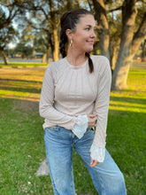 Load image into Gallery viewer, PREORDER: Beauty In The Details Lace Cuff Top in Two Colors
