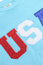 Load image into Gallery viewer, PREORDER: Embroidered Glitter USA Tee