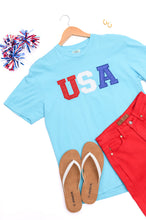 Load image into Gallery viewer, PREORDER: Embroidered Glitter USA Tee
