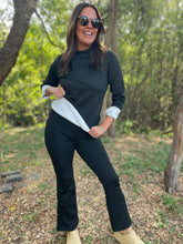 Load image into Gallery viewer, PREORDER: Cuddle Up Fleece Lined Flares in Black