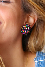 Load image into Gallery viewer, Black Multicolor Bead Stud Earrings