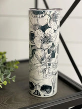 Load image into Gallery viewer, PREORDER: Floral Skulls Skinny Tumbler