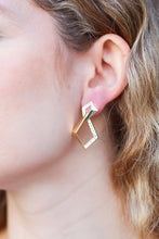 Load image into Gallery viewer, Pretty in Gold Rectangular Rhinestone Studded Earrings