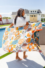 Load image into Gallery viewer, Luxury Beach Towel in Bright Retro Floral