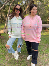 Load image into Gallery viewer, PREORDER: Just Too Good Rainbow Striped Sweater in Two Colors
