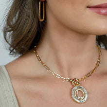 Load image into Gallery viewer, PREORDER: Paperclip Chain Radiant Initial Necklace