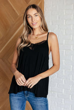Load image into Gallery viewer, A Gleam in Her Eyes Lace Detail Cami in Black