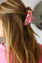 Load image into Gallery viewer, Red Hearts & Glitter Hair Claw
