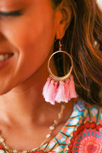 Load image into Gallery viewer, Blush Fringe Tassel Hoop Earrings