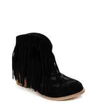 Load image into Gallery viewer, Amos Fringe Ankle Bootie in Black Suede