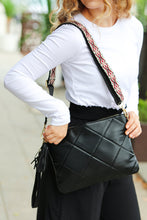 Load image into Gallery viewer, Black Designer Strap Quilted Crossbody Faux Leather Bag
