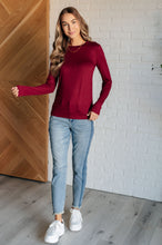 Load image into Gallery viewer, Basically Perfect Brushed Microfiber Tee in Cabernet