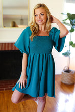 Load image into Gallery viewer, Feeling Playful Teal Smocked Flutter Sleeve Romper