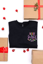 Load image into Gallery viewer, PREORDER: Merry & Bright Embroidered Sweatshirt in Black