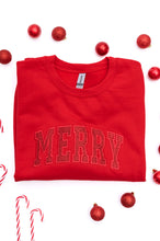 Load image into Gallery viewer, PREORDER: Embroidered Merry Glitter Applique Sweatshirt