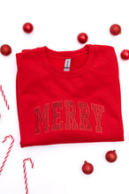 Load image into Gallery viewer, PREORDER: Embroidered Merry Glitter Applique Sweatshirt