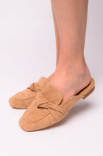 Load image into Gallery viewer, Clingy Mules in Camel Faux Suede