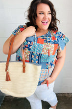 Load image into Gallery viewer, Cream Boho Raffia Woven Lined Large Tote Bag