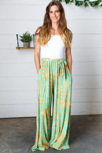 Load image into Gallery viewer, Green Boho Print Wide Leg Tie Waist Two Fer Jumpsuit