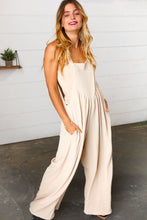 Load image into Gallery viewer, Taupe Wide Leg Suspender Overall Jumpsuit