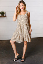 Load image into Gallery viewer, Taupe Leopard Print Suspender Overall Romper