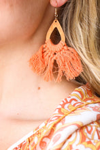 Load image into Gallery viewer, Tangerine Boho Fringe Tassel Hoop Earrings