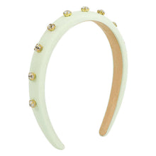 Load image into Gallery viewer, Key Lime Rhinestone Top Knot Silky Knit Headband