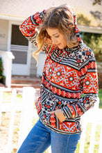 Load image into Gallery viewer, Aztec Hacci Kangaroo Pocketed Pullover Hoodie