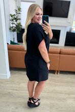 Load image into Gallery viewer, Go-Go Girl V-Neck T-Shirt Dress in Black