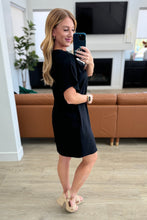 Load image into Gallery viewer, Go-Go Girl V-Neck T-Shirt Dress in Black