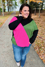 Load image into Gallery viewer, Based On Love Black & Pink Dolman Colorblock Top