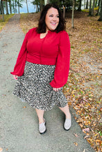 Load image into Gallery viewer, It's Your Day Black Ditzy Floral Smocked Waist Midi Skirt