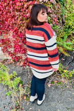Load image into Gallery viewer, All Put Together Rust & Navy Striped Pocketed Cardigan