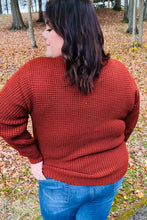 Load image into Gallery viewer, All Put Together Dark Rust Waffle Knit Hi-Low Sweater