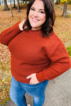 Load image into Gallery viewer, All Put Together Dark Rust Waffle Knit Hi-Low Sweater