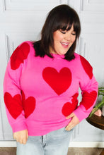 Load image into Gallery viewer, Cupid's Arrow Pink & Red Heart Jacquard Sweater