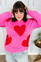 Load image into Gallery viewer, Cupid's Arrow Pink & Red Heart Jacquard Sweater